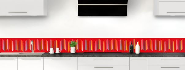 Crédence de cuisine Barres colorées couleur Rouge vermillon frise motif inversé
