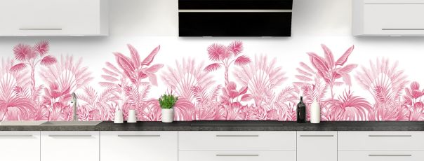 Crédence de cuisine Forêt tropicale couleur Saphir rose panoramique