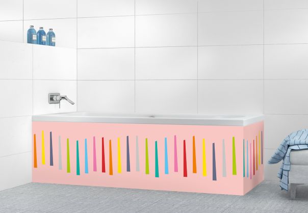 Panneau tablier de bain Barres colorées couleur Quartz rose