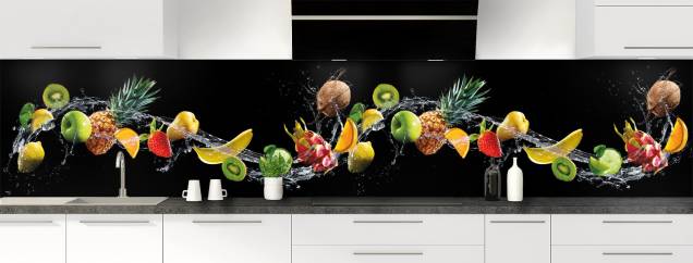 Tulup Crédence de Cuisine 140x70cm Dosseret en Verre Fond de hotte Verre de sécurité trempé Splashback Guard - Nourriture et Boissons - Multicolore - Fruit sous l'eau