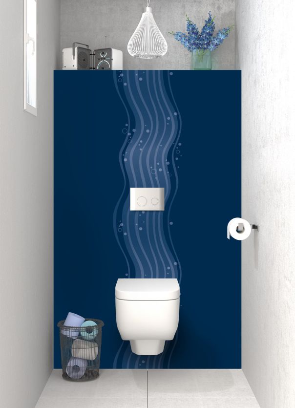 Panneau WC Vagues design couleur Bleu nuit