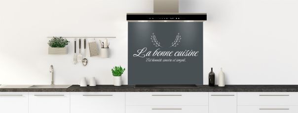 Crédence de cuisine La cuisine est un art couleur Gris anthracite fond de hotte