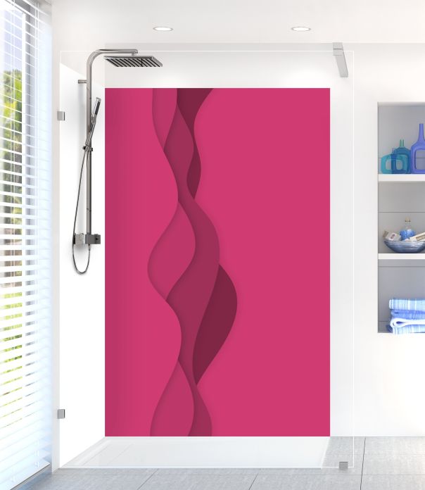 Panneau de douche Vagues couleur Saphir rose motif inversé