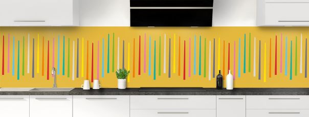 Crédence de cuisine Barres colorées couleur Curcuma panoramique motif inversé