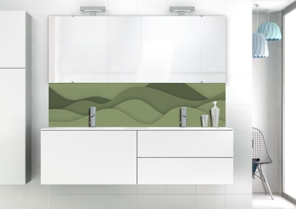 Panneau vasque Vagues couleur Vert sauge motif inversé