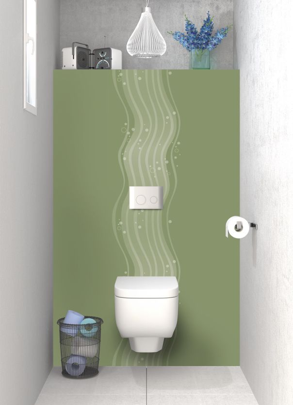 Panneau WC Vagues design couleur Vert sauge