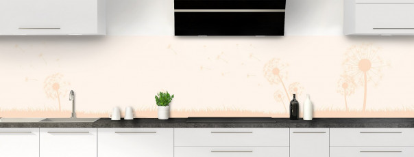 Crédence de cuisine Pissenlit au vent couleur magnolia panoramique motif inversé