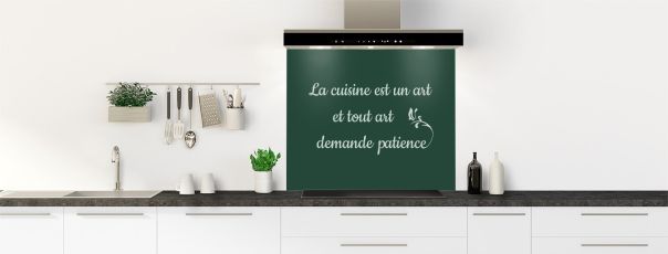 Crédence de cuisine Citation  couleur Vert avocat fond de hotte