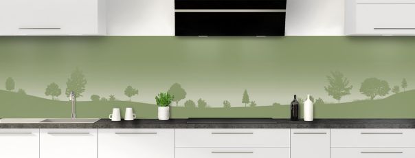 Crédence de cuisine Paysage couleur Vert sauge panoramique