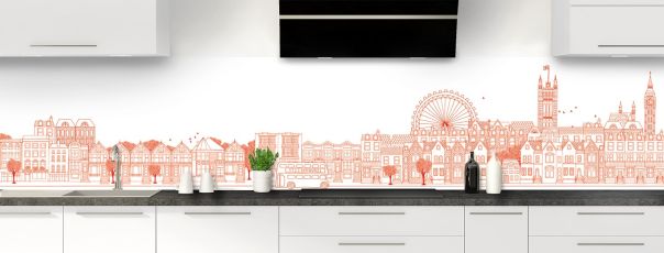 Crédence de cuisine Londres couleur Rouge vermillon panoramique motif inversé