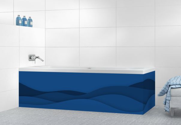 Panneau tablier de bain Vagues couleur Bleu électrique motif inversé