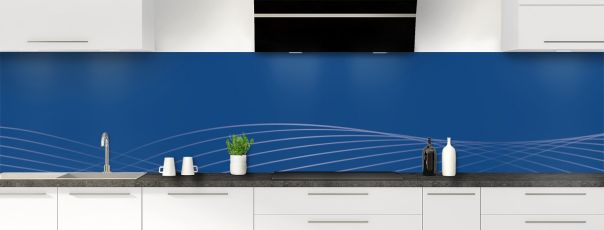 Crédence de cuisine Courbes couleur Bleu électrique panoramique