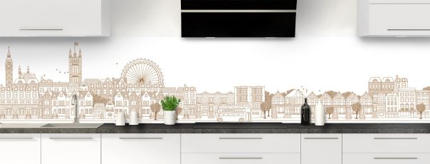 Crédence de cuisine Londres couleur Cannelle panoramique
