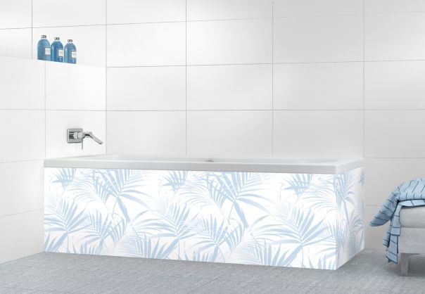 Panneau tablier de bain Feuilles tropicales couleur Bleu dragée