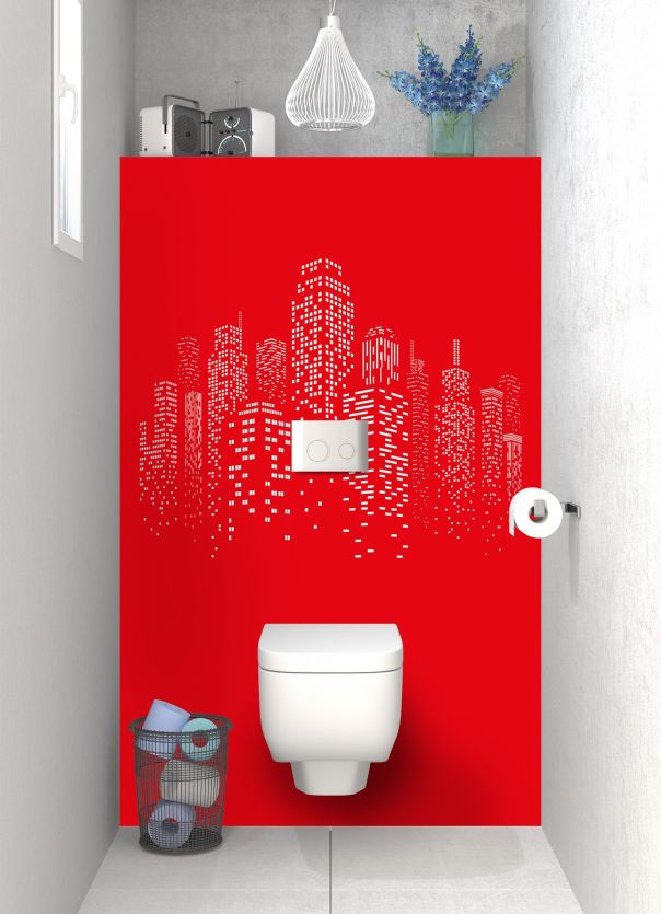 Panneau WC Gratte-ciels couleur Rouge vermillon