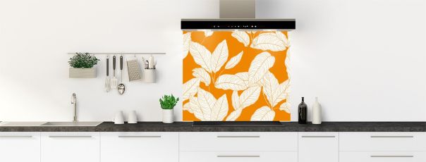 Crédence de cuisine Feuilles couleur couleur Citrouille fond de hotte motif inversé