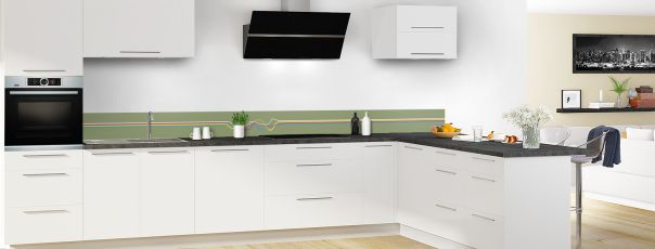 Crédence de cuisine Light painting couleur Vert sauge frise motif inversé en perspective