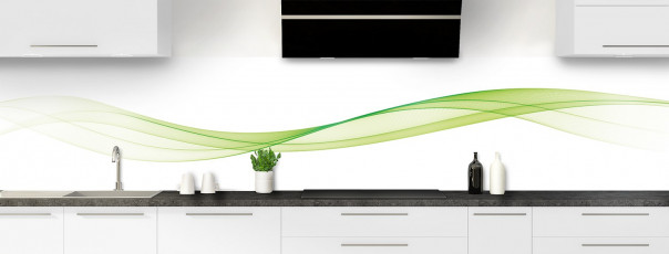 Crédence de cuisine Vague graphique couleur vert olive panoramique motif inversé