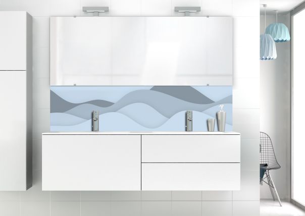 Panneau vasque Vagues couleur Bleu dragée motif inversé