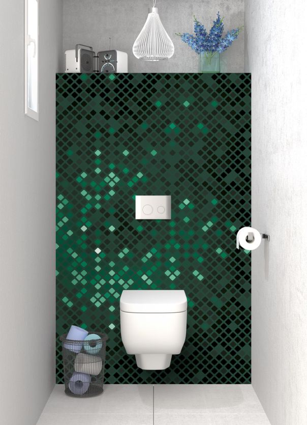 Panneau WC Diamants brillants couleur Vert avocat motif inversé