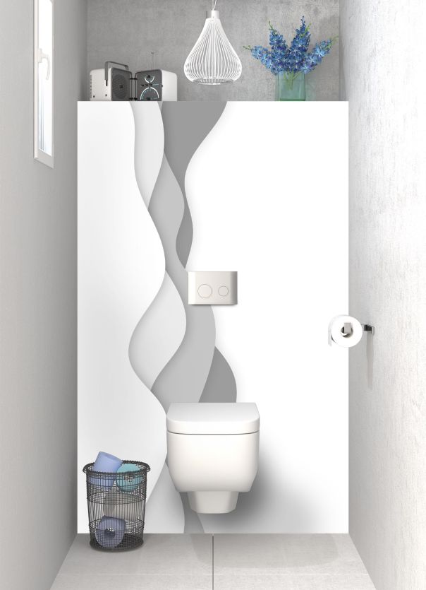 Panneau WC Vagues couleur Blanc motif inversé