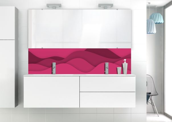 Panneau vasque Vagues couleur Saphir rose motif inversé