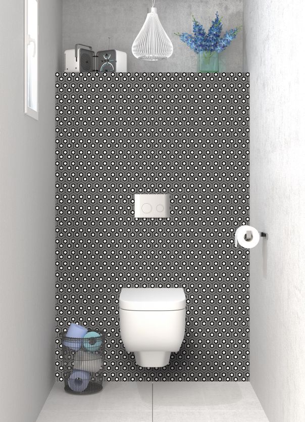 Panneau WC Hexagones  couleur Noir