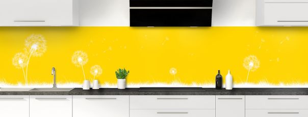Crédence de cuisine Pissenlit au vent couleur Mimosa panoramique
