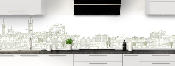 Crédence de cuisine Londres couleur Vert sauge panoramique