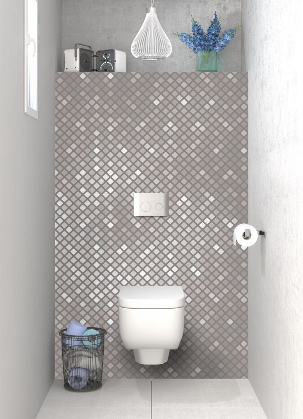 Panneau WC Diamants brillants couleur Gris pierre motif inversé