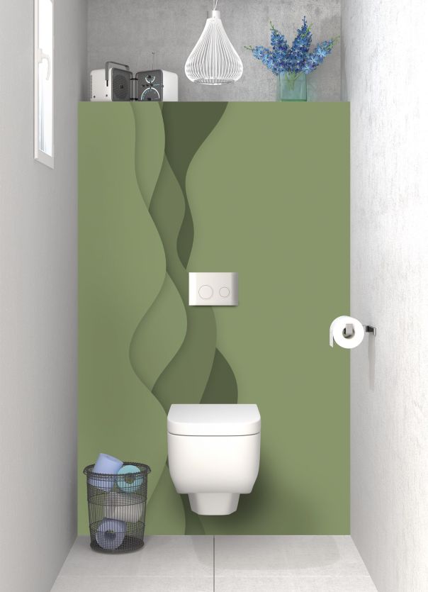 Panneau WC Vagues couleur Vert sauge motif inversé
