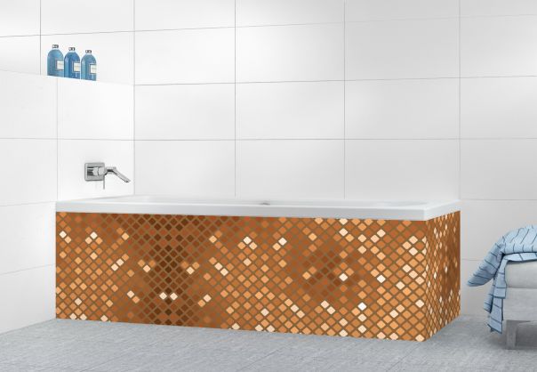 Panneau tablier de bain Diamants brillants couleur Cannelle motif inversé