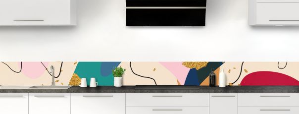 Crédence de cuisine Abstrait paillettes or frise motif inversé