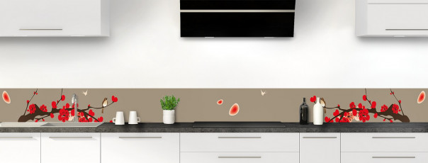 Crédence de cuisine Cerisier japonnais couleur marron glacé dosseret motif inversé