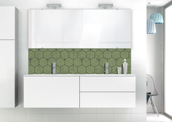 Panneau vasque Carreaux de ciment hexagonaux couleur Vert sauge