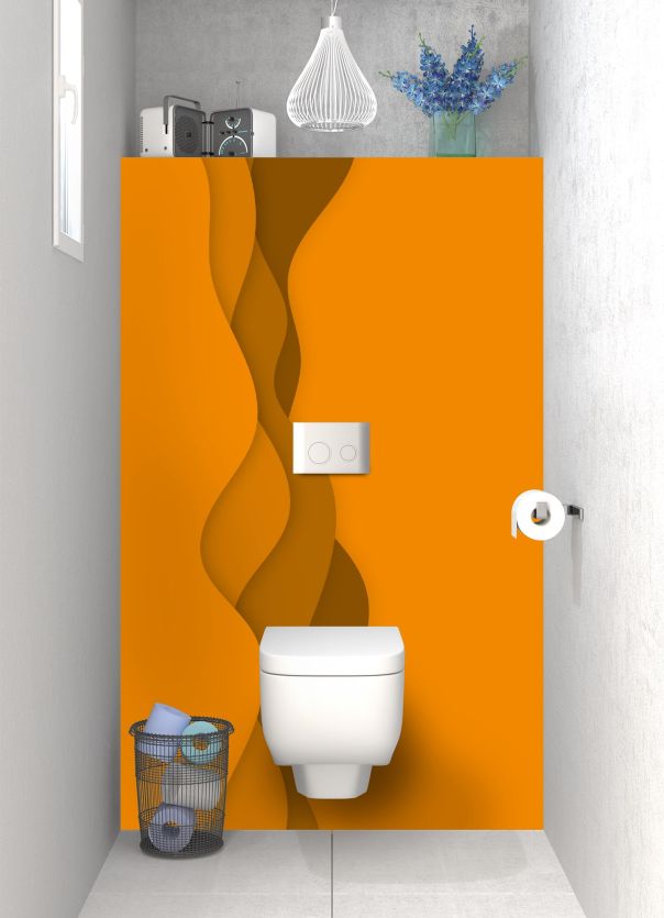 Panneau WC Vagues couleur Citrouille motif inversé