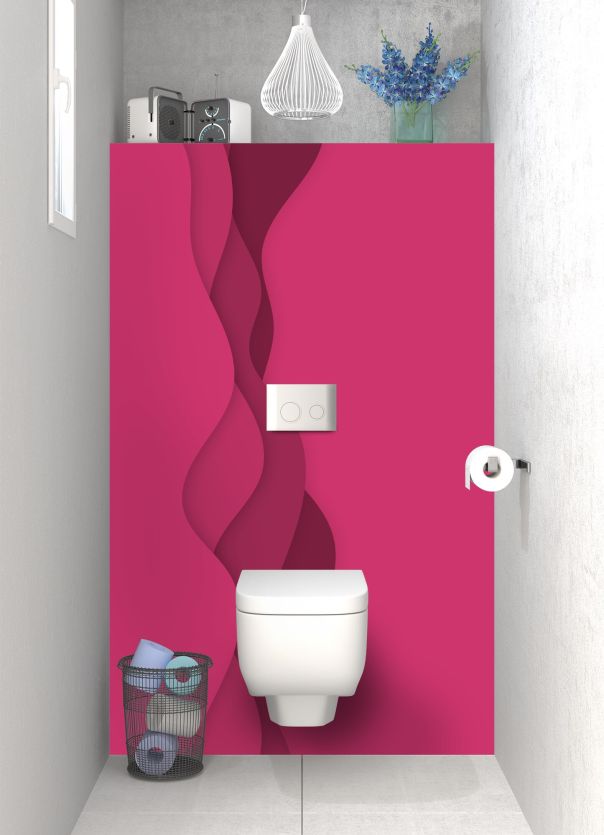 Panneau WC Vagues couleur Saphir rose motif inversé