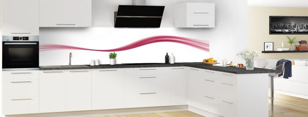 Crédence de cuisine Ruban couleur couleur Saphir rose panoramique motif inversé en perspective