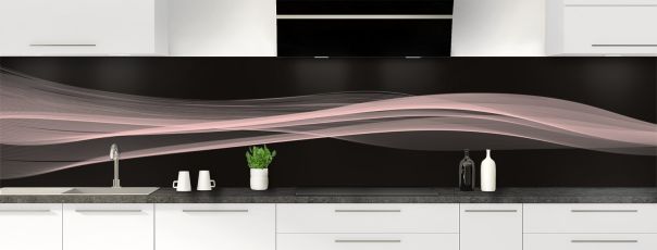 Crédence de cuisine Lignes design couleur Quartz rose panoramique