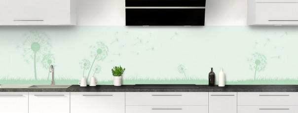 Crédence de cuisine Pissenlit au vent couleur vert eau panoramique
