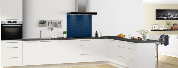 Crédence de cuisine Briques en relief couleur Bleu nuit fond de hotte en perspective