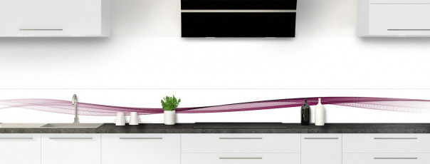 Crédence de cuisine Vague graphique couleur prune dosseret motif inversé