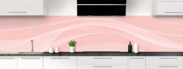 Crédence de cuisine Voilage couleur Quartz rose panoramique motif inversé