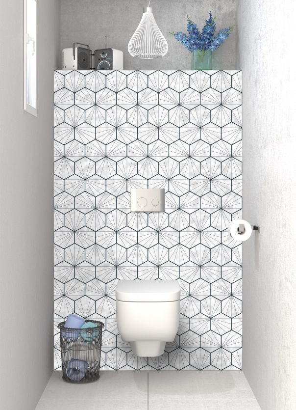 Panneau WC Carreaux de ciment hexagonaux couleur Blanc