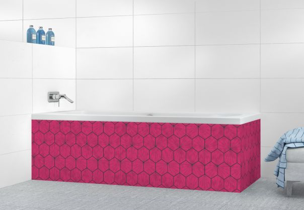 Panneau tablier de bain Carreaux de ciment hexagonaux couleur Saphir rose