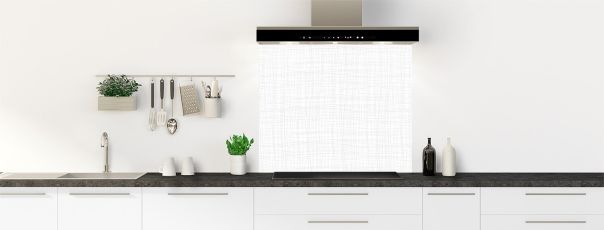 Image d'une hotte de cuisine avec un fond de hotte original en imitation textile, représentant un tissu tissé.