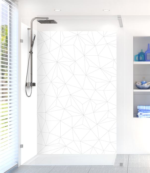 Décor de douche original avec tracés en réseau comme une constellation pour une salle de bain graphique