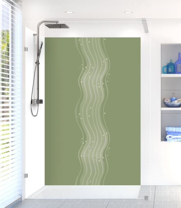 Panneau de douche Vagues design couleur Vert sauge