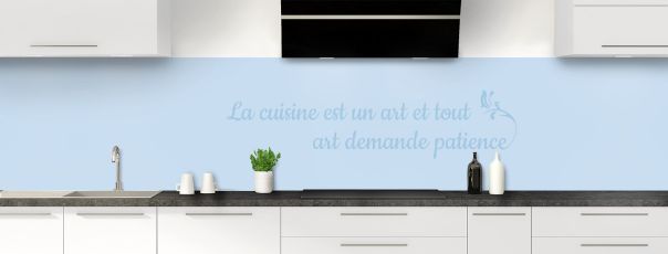 Crédence de cuisine Citation  couleur Bleu dragée panoramique