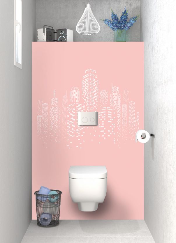 Panneau WC Gratte-ciels couleur Quartz rose motif inversé